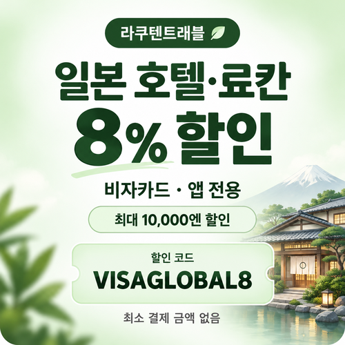 라쿠텐트래블 비자카드 8% 할인코드